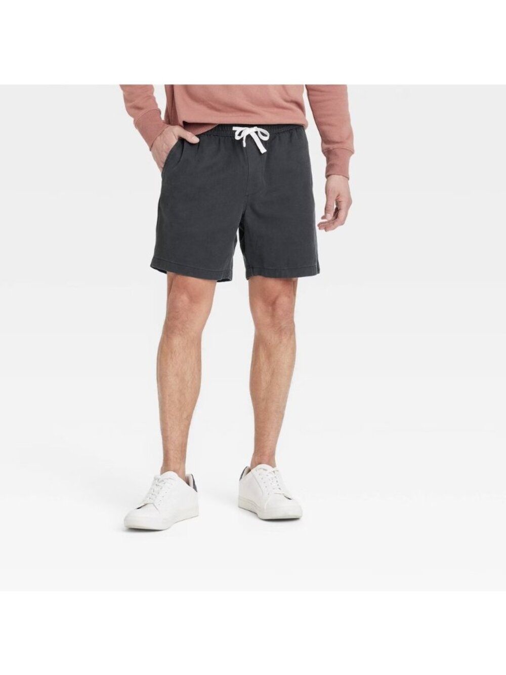 GoodFellow Short Mens Medium Black Vintage Pull On Charcoal Twill Fabric